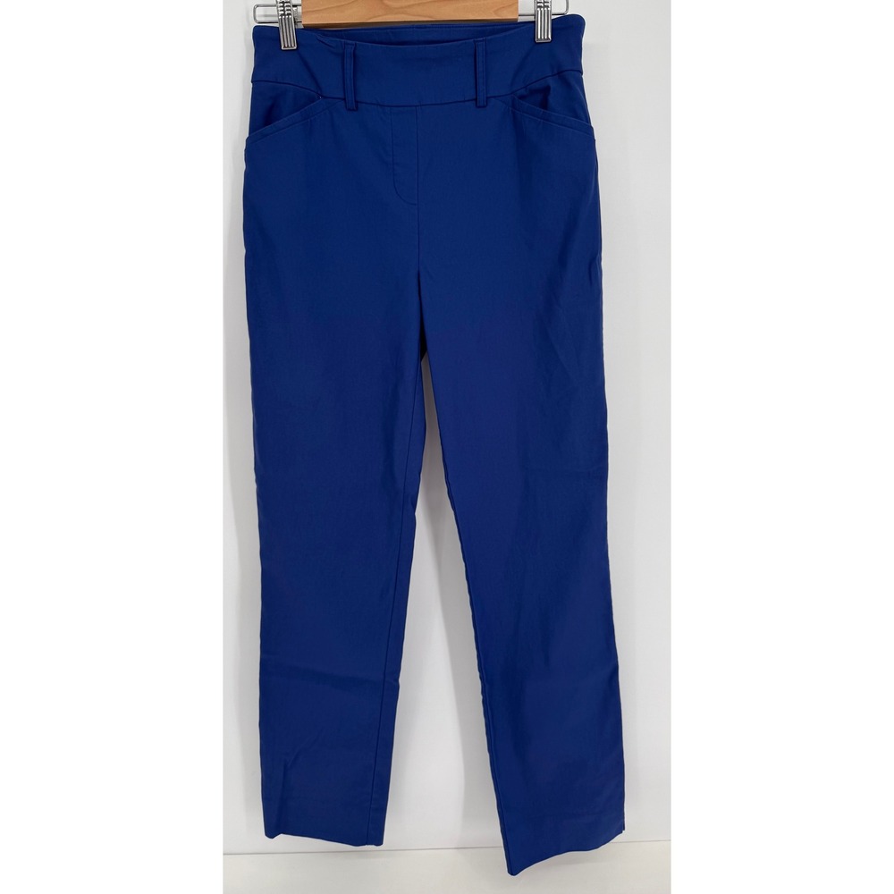 Hilary Radley Womens Royal Blue Pull On Straight Leg Dress Pants Sz S